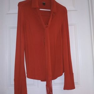 Black Label By Chico's Orange Rust Long Sleeves Size 1